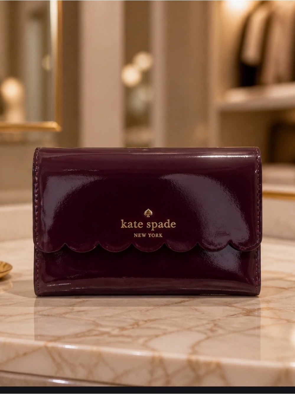 kate spade Patent Leather Scallop Wallet - Plum
NWOT